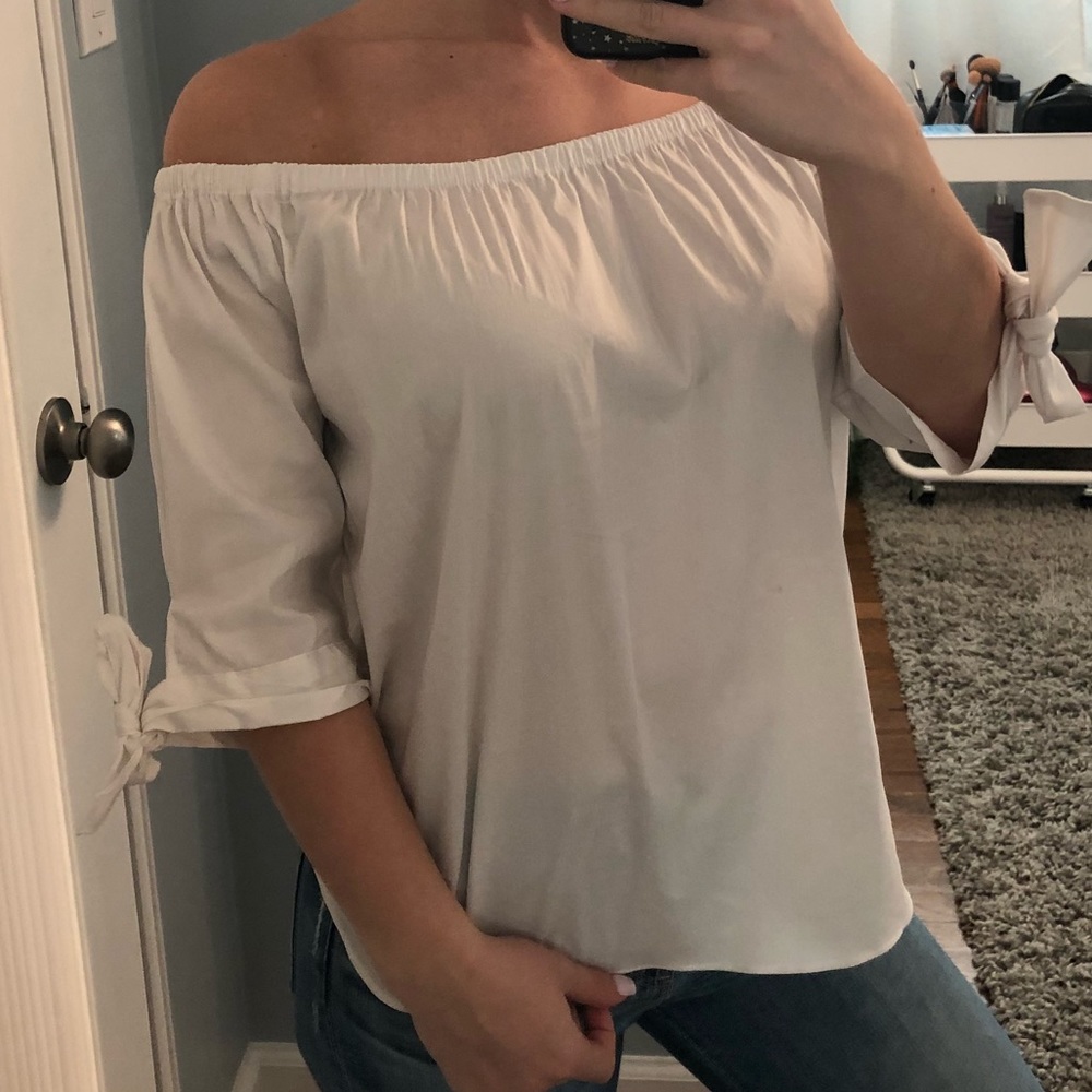 Hers & Mine White Off Shoulder Top